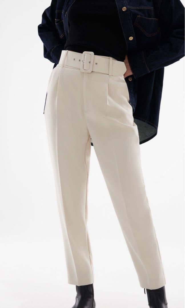 Zara High Waisted Belt Pants, Women's Fashion, Bottoms, Other