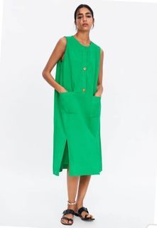 Zara Green Dress with pocket and slits