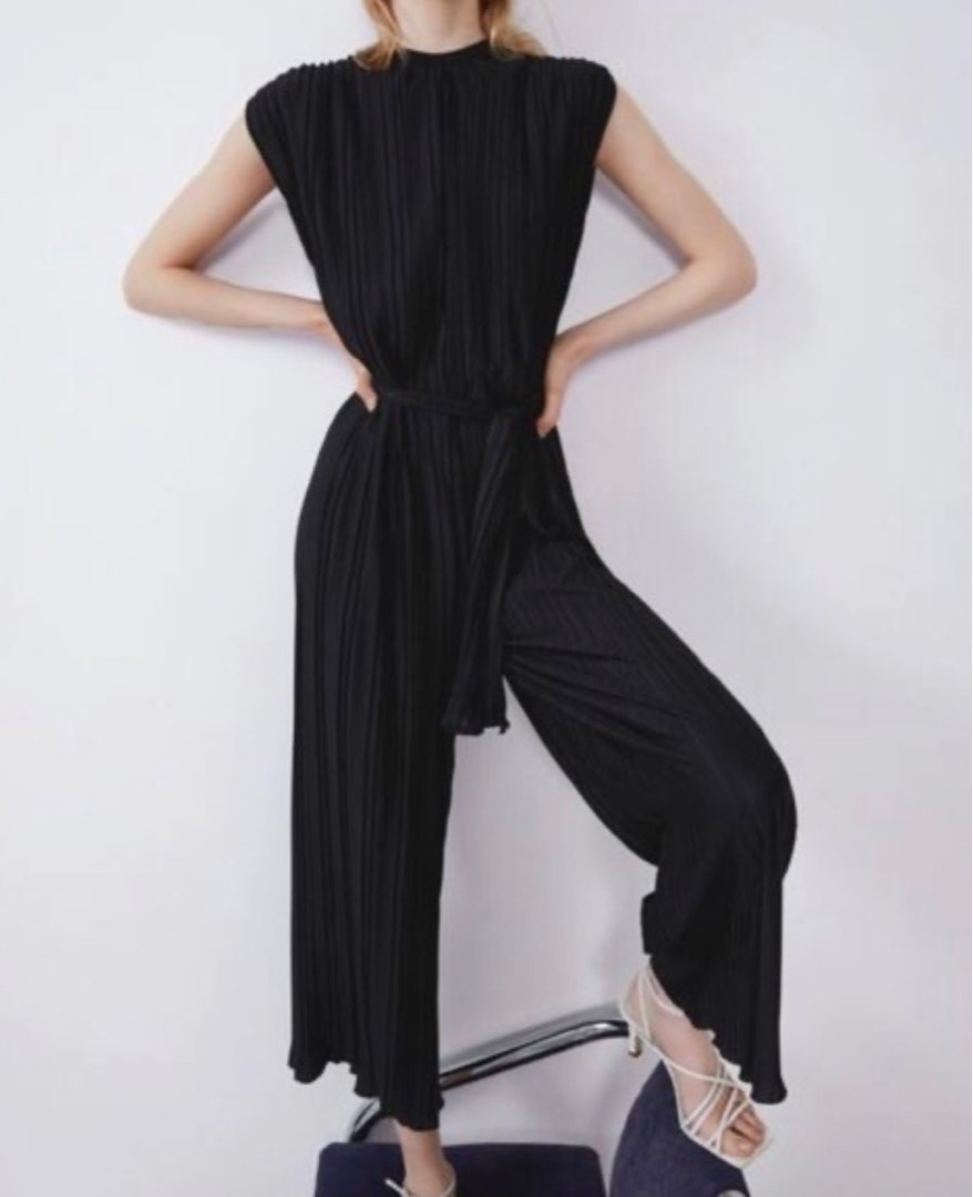 Zara Pleated Jumpsuit Women s Fashion Dresses Sets Jumpsuits on Carousell
