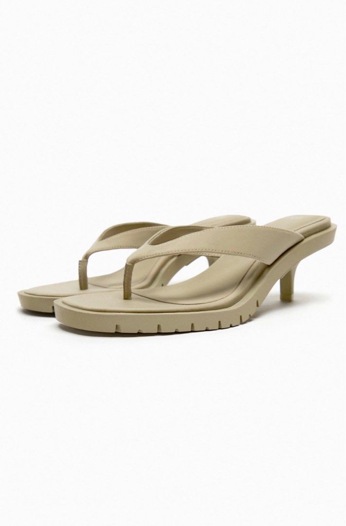 ZARA toe thong mid heeled sandals on Carousell