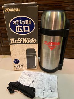 Zojirushi Tuff Wide 1.5 Litre Stainless Steel Vacuum Bottle Complete Set