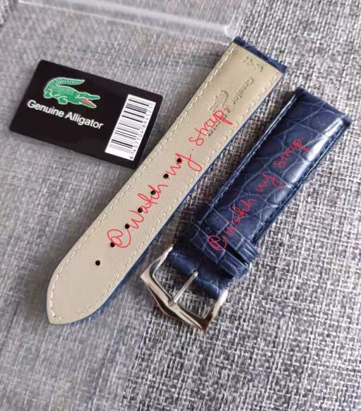 EXOTIC 20MM 22MM GENUINE BLUE ALLIGATOR LEATHER WATCH STRAP WITH