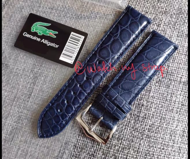 EXOTIC 20MM 22MM GENUINE BLUE ALLIGATOR LEATHER WATCH STRAP WITH