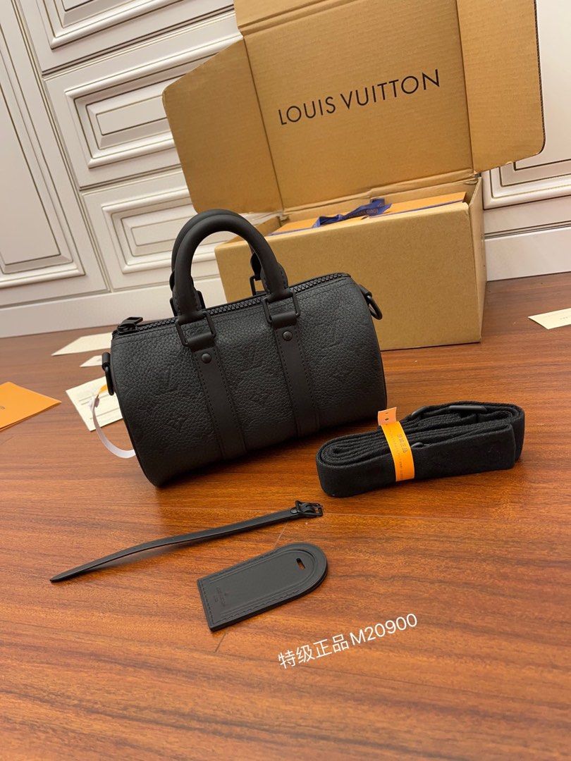 Louis Vuitton Keepall Bandouliere 25 M20900 Monogram Taurillon Black  Authentic