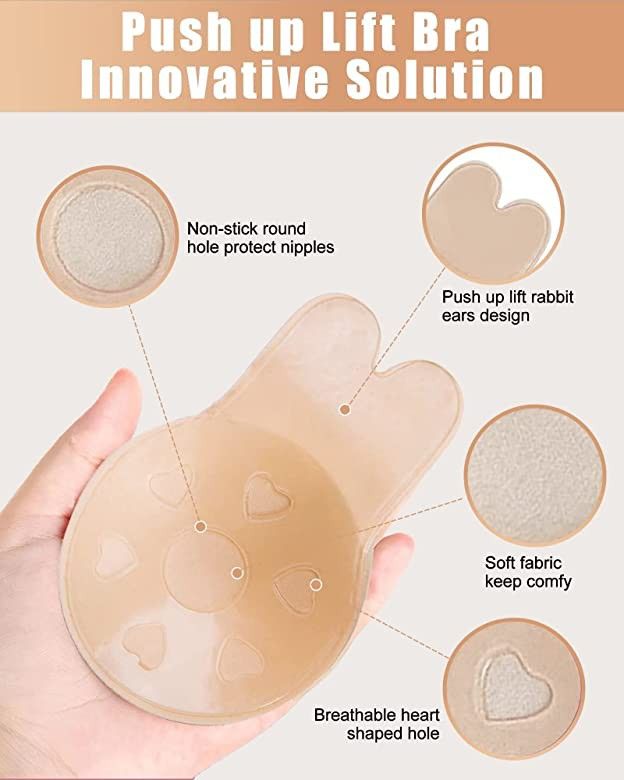Adhesive Bra Sticky Bra 4 Pair Push Up Sticky Boobs for Women Invisible  Silicone Bras for Backless Strapless Dress, 女裝, 內衣和休閒服- Carousell