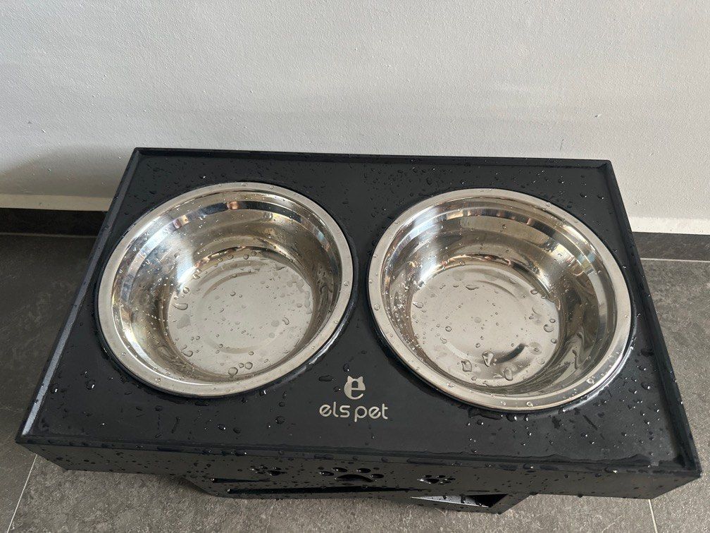 ELS PET 2-in-1 Elevated Dog Bowls 4 Height Adjustable Raised Dog