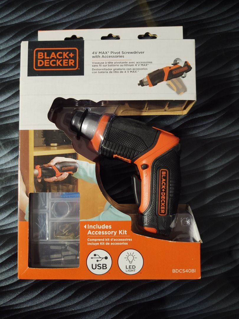 BLACK DECKER 4V MAX Cordless Screwdriver with Picture Hanging Kit BDCS40BI
