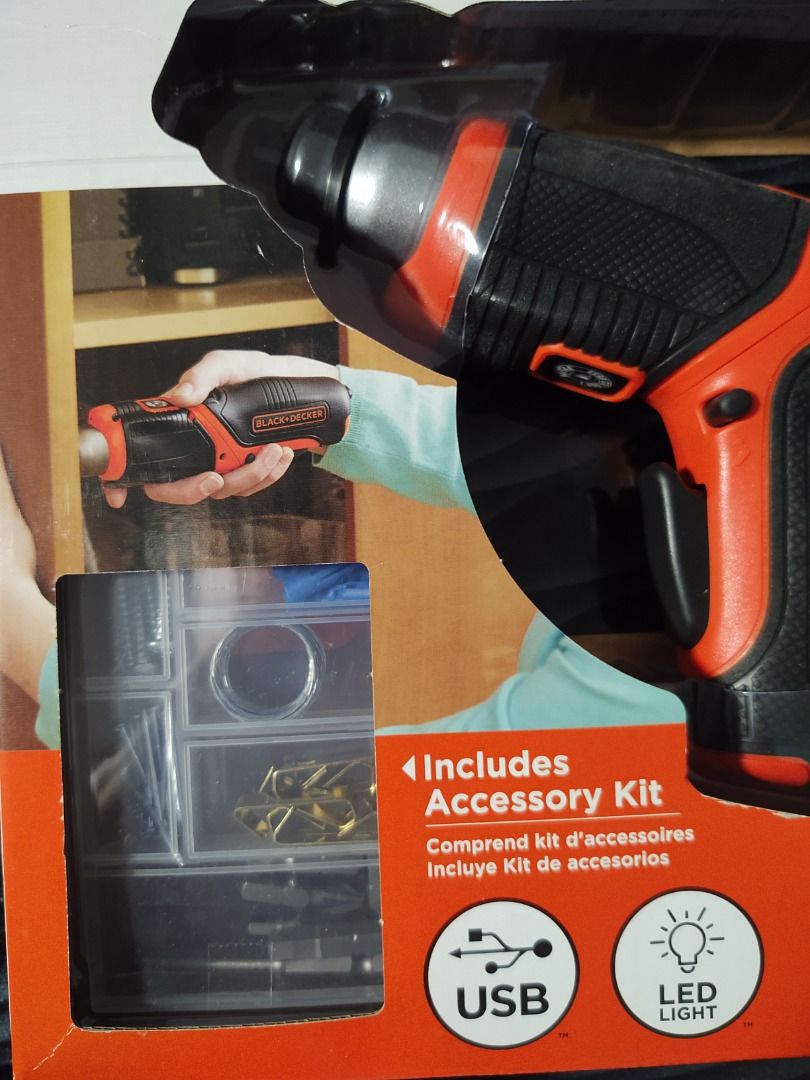 BLACK+DECKER 4V MAX Cordless Screwdriver with Picture-Hanging Kit (BDCS40BI),  Furniture & Home Living, Home Improvement & Organisation, Home Improvement  Tools & Accessories on Carousell