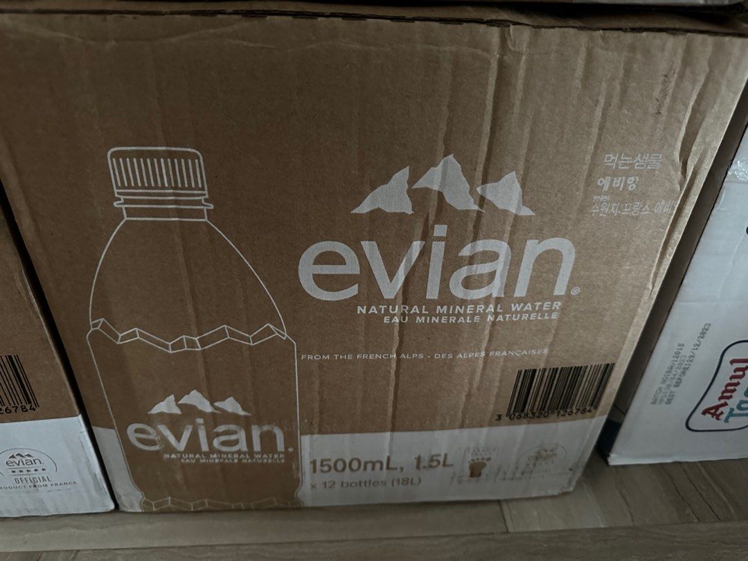 Evian Natural Mineral Water, 1 L X 12