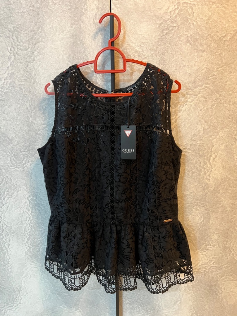 Guess black lace top online