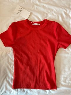 BNWT Zara Basic Ribbed Red Tshirt