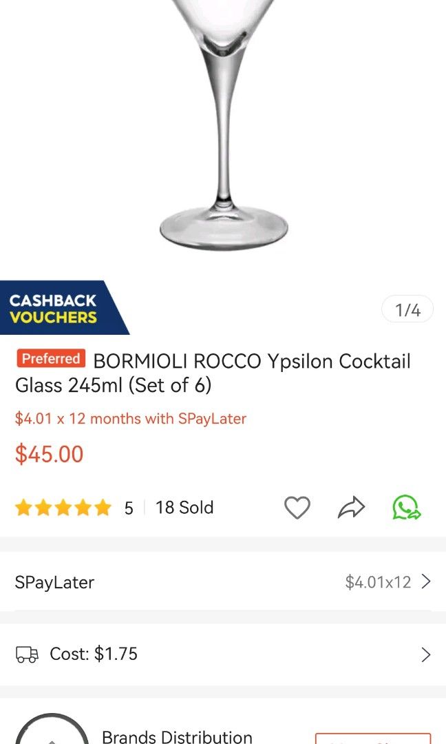 Bormioli Rocco Ypsilon Martini cocktail glasses, Furniture & Home