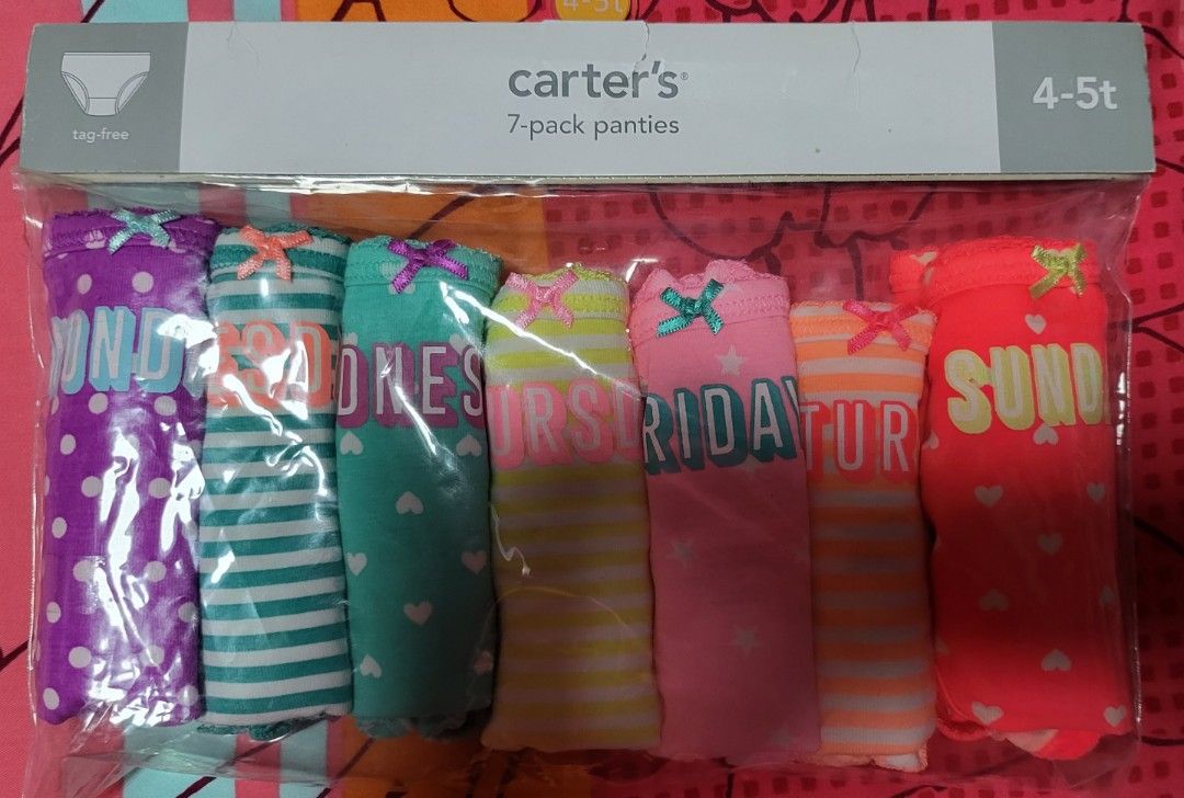 Brand New Carter's Girls 7-pack Panties. Size 4-5T, Babies & Kids, Babies &  Kids Fashion on Carousell