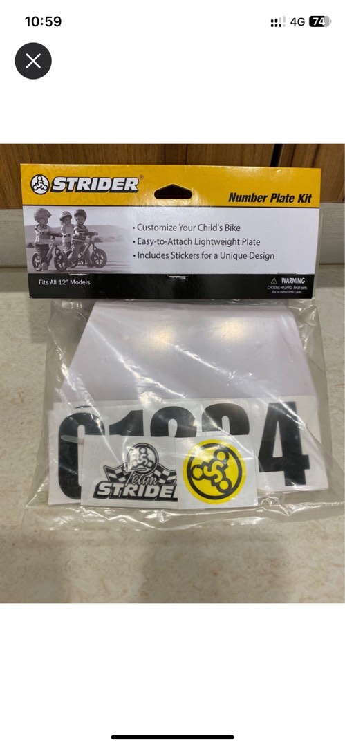 Strider bike number plate on sale