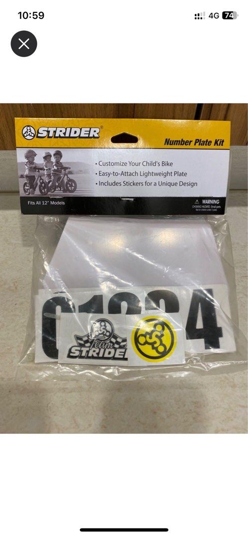 Strider bike number plate sale