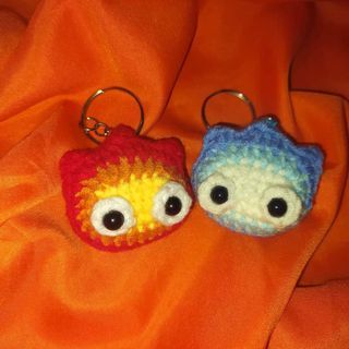 calcifer keychain crochet handmade!