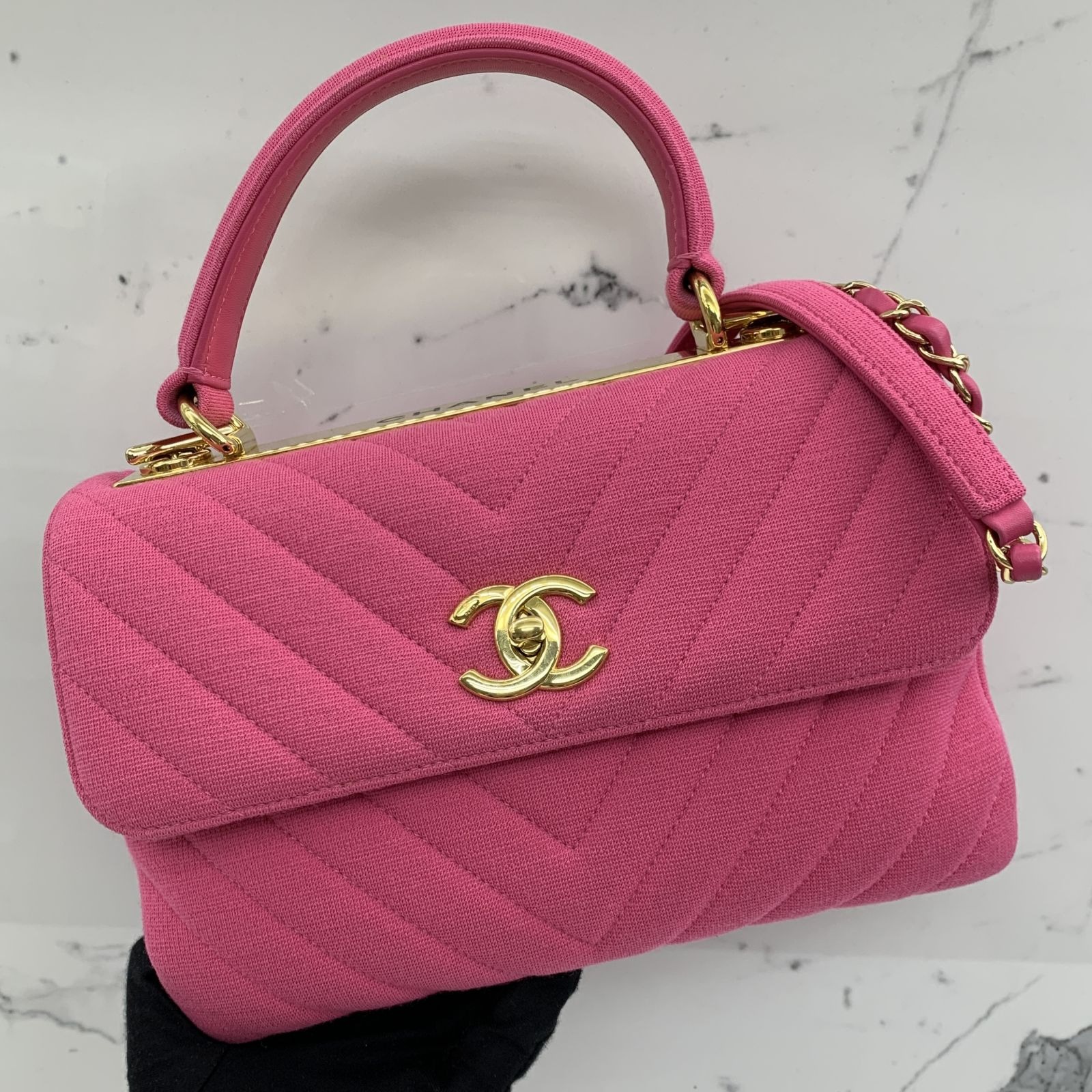 CHANEL A92236 PINK COTTON TRENDY 2WAY NO.27 W CARD SHOULDER BAG 237025719  TI, Luxury, Bags & Wallets on Carousell