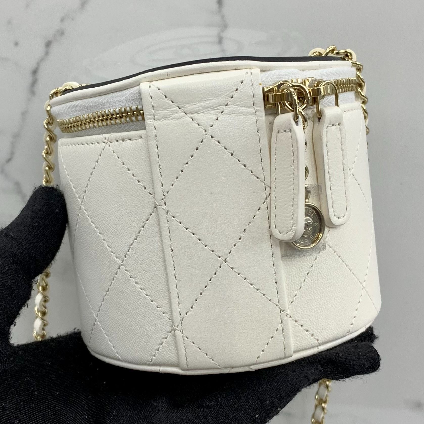 Chanel Chain and Charm Vanity Case White New