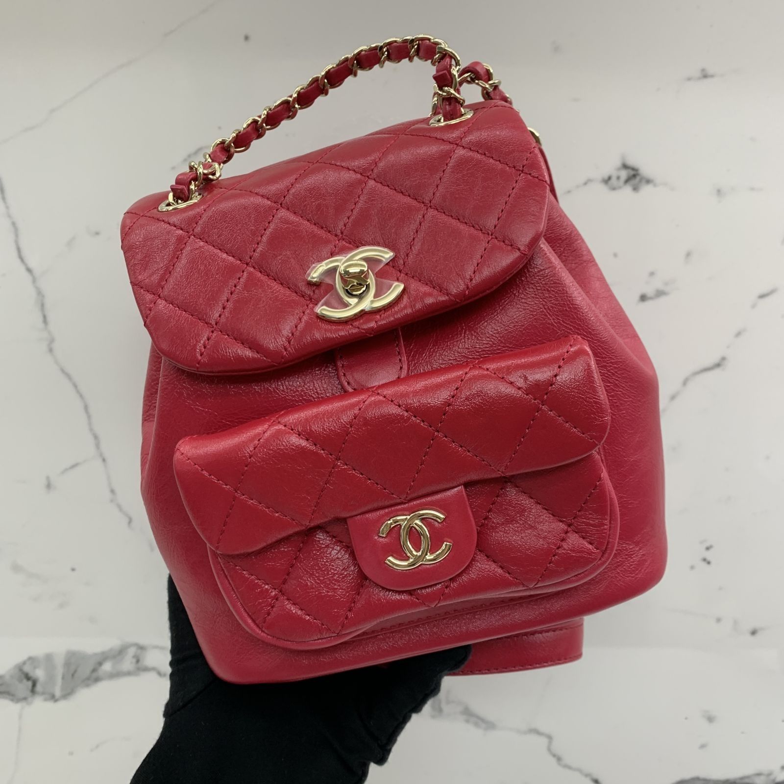 Red sale chanel backpack