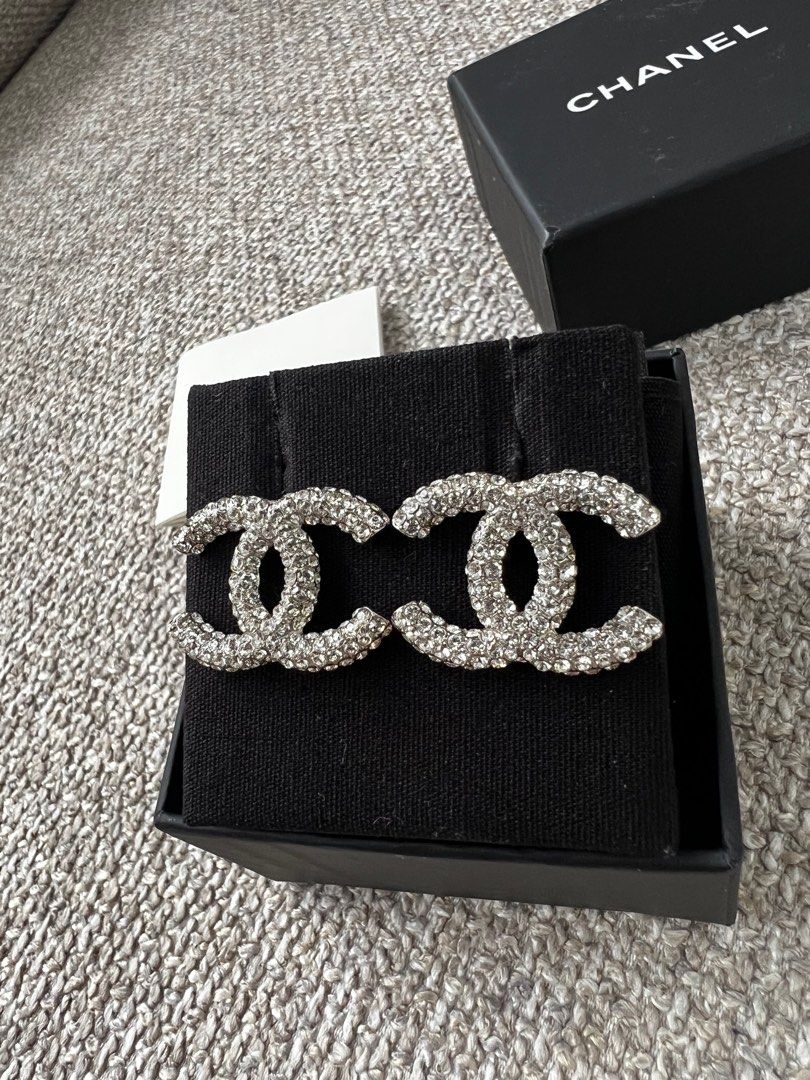Chanel Crystal Large CC Earrings Gold