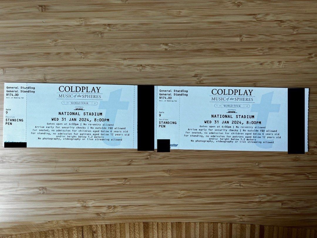 Coldplay -Music of the spheres concert Standing pen tickets 31/1/24 ...
