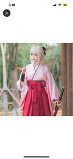 Cosplay Fate Anime Okita Souji Traditional Samurai Costume with Katana