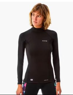 WOMEN'S ANTI-UV SURFING LEGGINGS 900 with NEOPRENE cutouts - BLACK OLAIAN