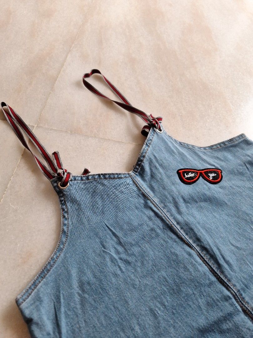 Girls blue jean overalls sales