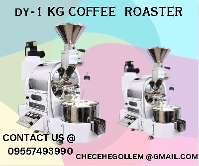 DY-1 KG COFFEE ROASTER MACHINE (Category: Coffee Machines & Makers) located in Caloocan City. Submitted by 09263834248 (Listing ID 1251200577, Image 1). Description: Airflow Control Electric knob Current "19A(electric type) 1A (gas type)" Electricity Consumption "4.2kw/hour(electric type) 0.19kw/hour(gas type)" Gas Consumption 0.13kg/hour(gas type) Drum Motor 60W Cooling Tray Fan Motor 50W Hot Air Fan Motor 50W Cooling Stirring Motor 15W Total Po