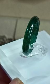 Emerald Jade with milky white /Burmese bangle ring
