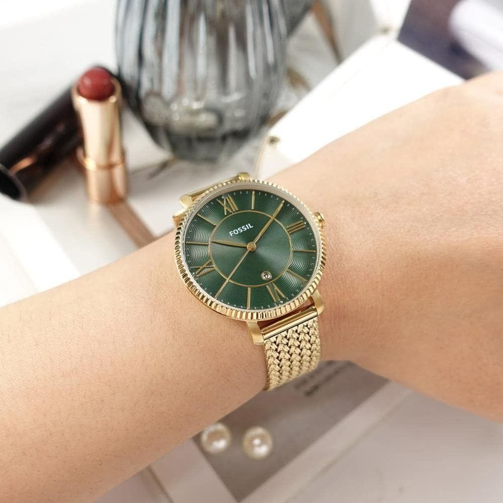 Fossil ES5242 Jacqueline Three-Hand Date Gold-Tone Stainless Steel Green  Dial Women's Watch