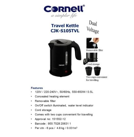 FREE DELIVERY] Cornell Travel Kettle Comes with Cups CJK