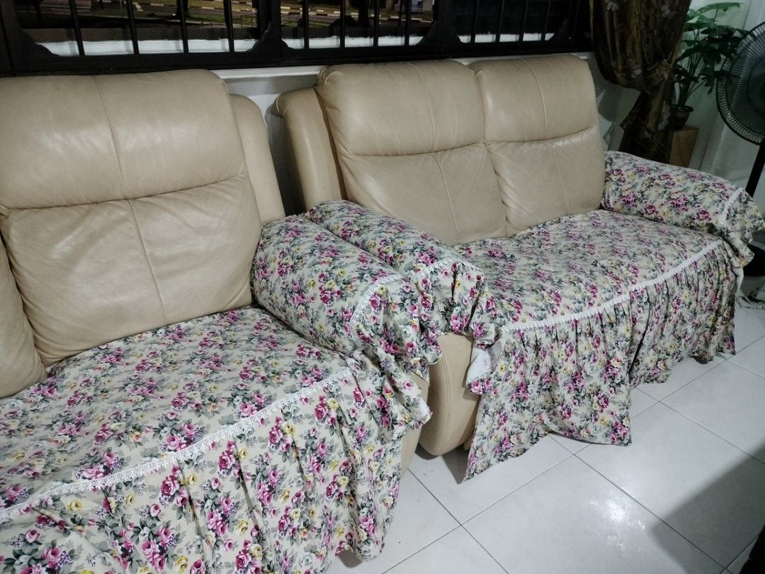 Full leather recliner sofa X2 (2 seater), Furniture & Home Living, Furniture, Sofas on Carousell
