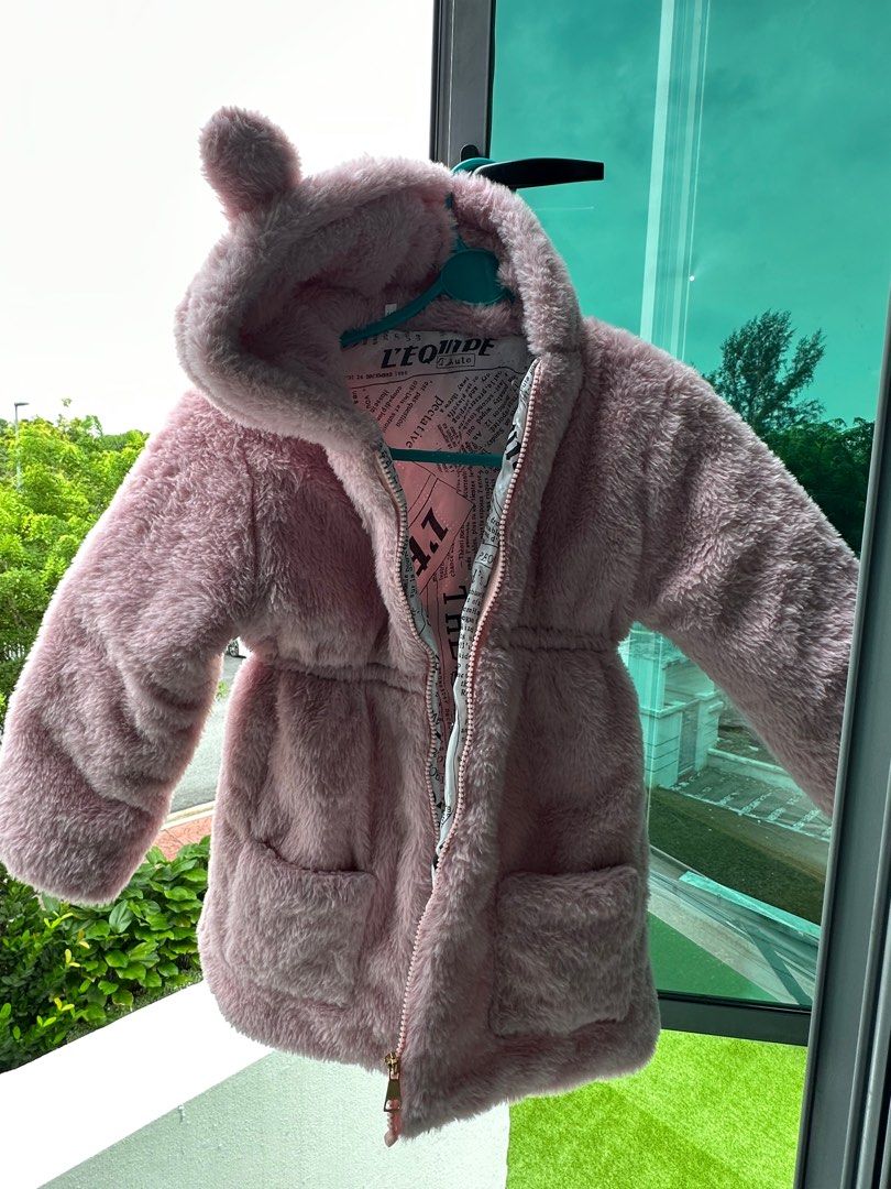 Pink teddy fur jacket deals
