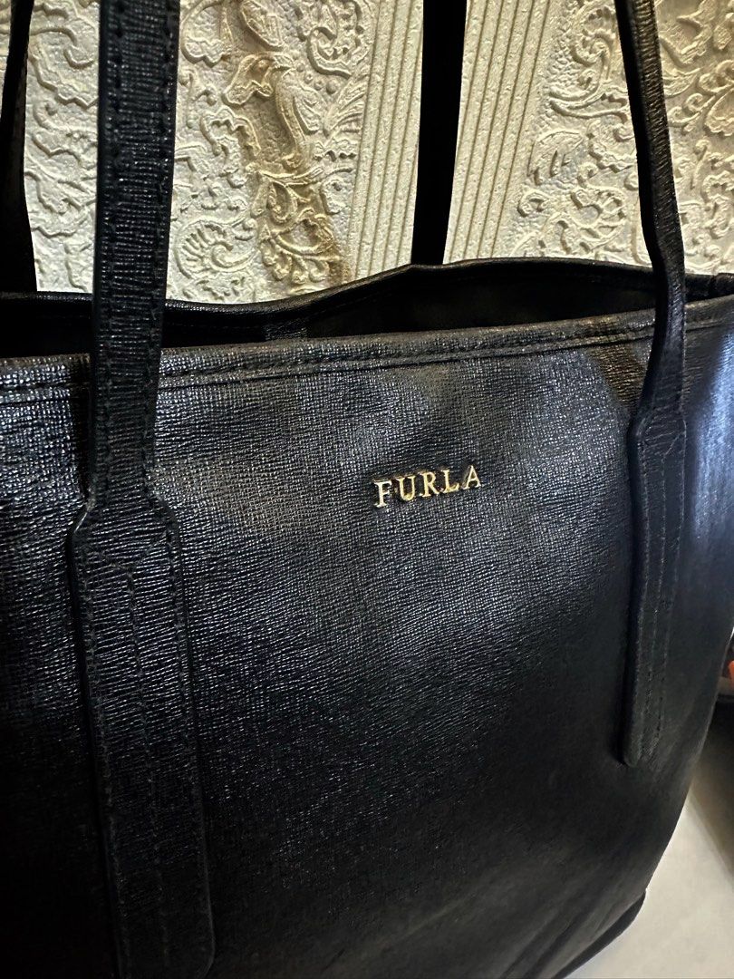 Furla Ariana Leather Black Tote, Luxury, Bags & Wallets on Carousell