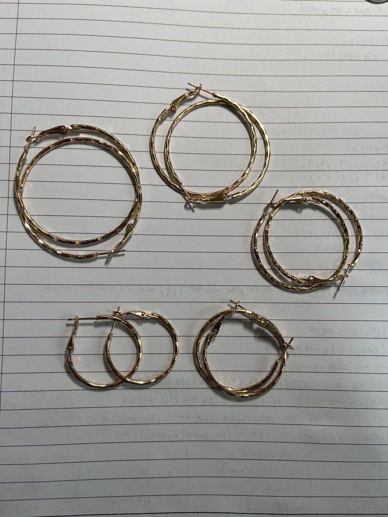 Gold coloured hoop earrings Women s Fashion Jewelry Organisers