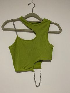 Green cut out tank top with chains Small/8
