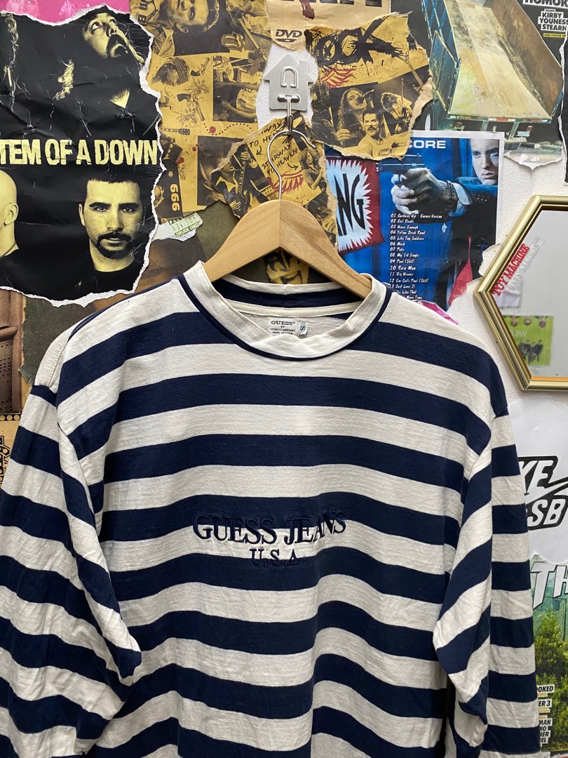 Guess denim striped shirt top