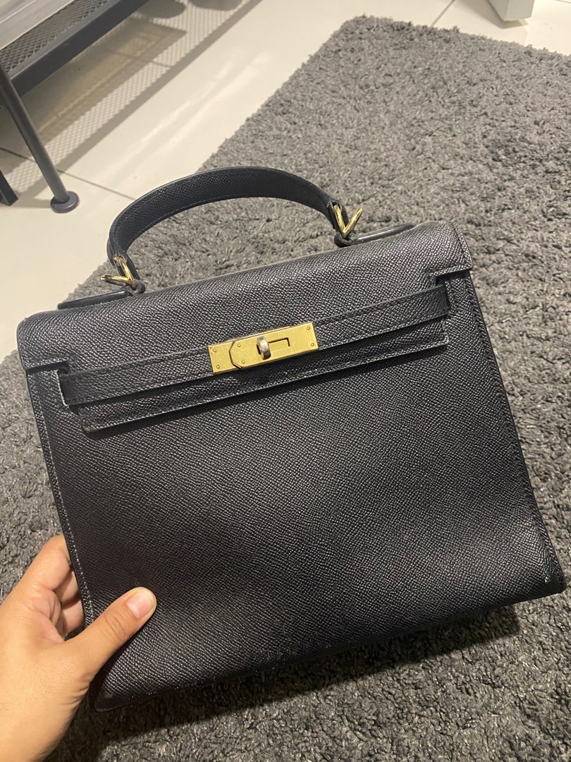 HERMES KELLY BLACK 30 TWO WAY BAG, Luxury, Bags & Wallets on Carousell
