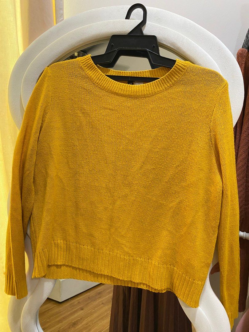 H M Knitwear Jumper Sweater in Yellow Mustard Women s Fashion