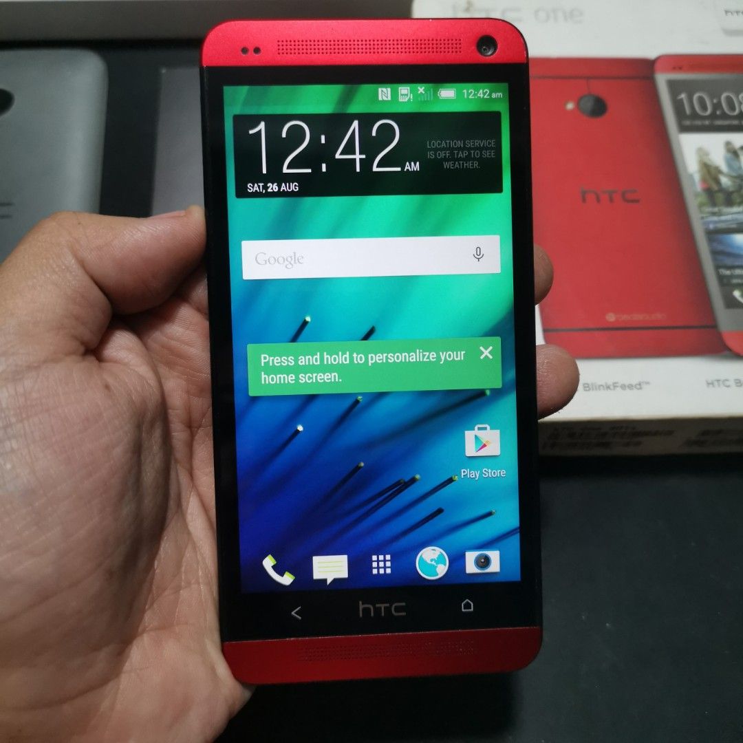 HTC One 801s | Item Code: 18467 (Category: Android Others) located in Caloocan City. Submitted by christian.montalban (Listing ID 1251104777, Image 2). Description: HTC One 801s | Item Code: 18467 Price: P2,899.00 Color: Red 32GB ROM | 2GB RAM 4.7" Full HD LCD Display 2,300 mAh Li-Ion Non-Removable Battery OS: Android 5.0.2 Package: Unit, Charger Head, Cable, Case, Manual, and Box Only Location: North Caloocan For Meetup: SM Fairview COD (Shippin