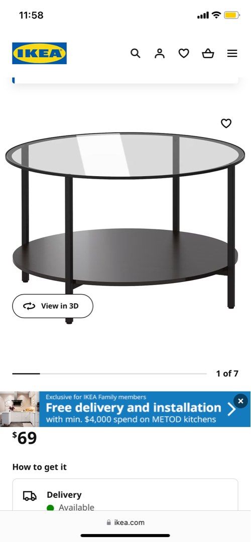 IKEA Round Coffee Table, Furniture & Home Living, Furniture, Tables