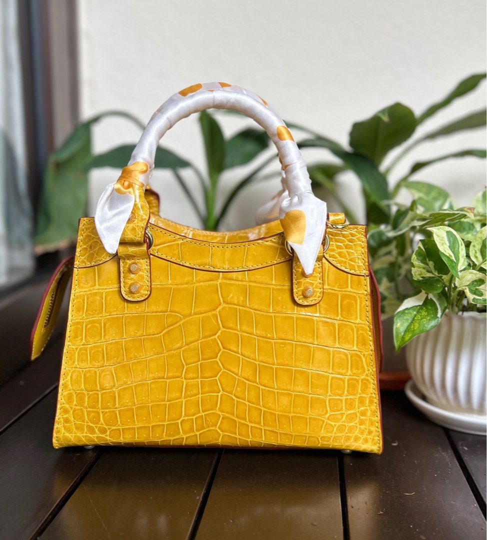 Imported Crocodile Bellyskin Slingbag 26cm Yellow