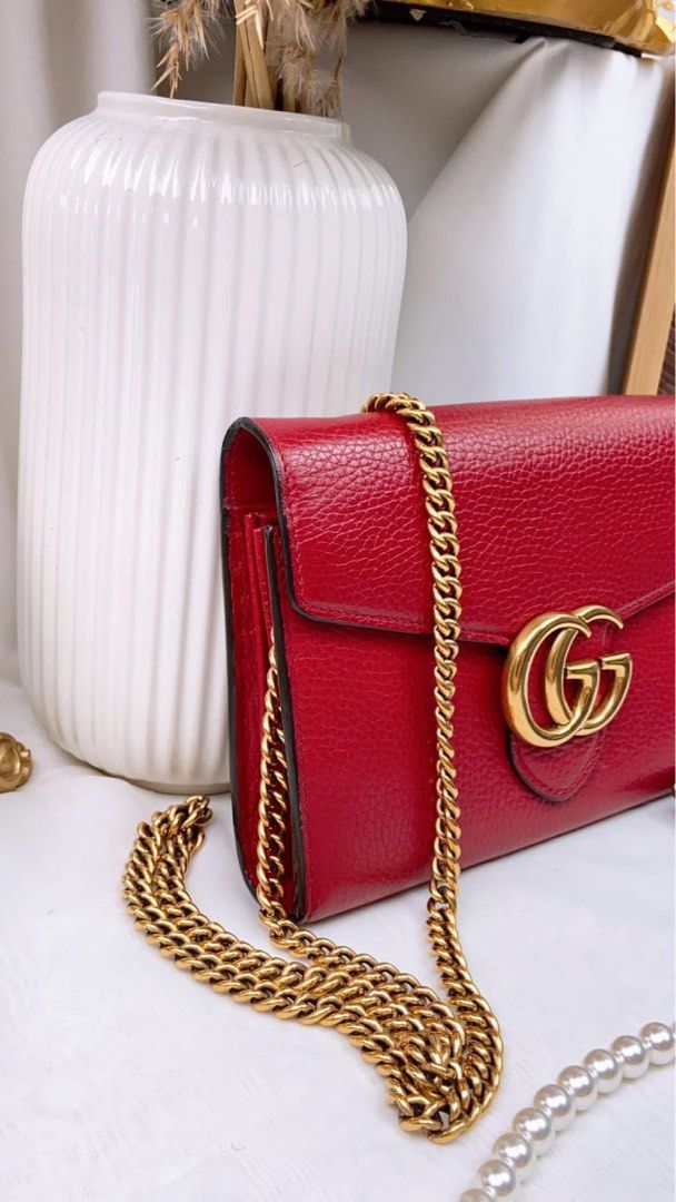 Gucci marmont wallet 2024 on chain red