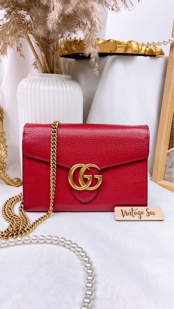 Gucci marmont wallet on chain red new arrivals