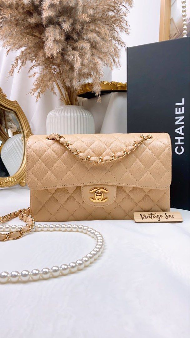 Chanel flap beige caviar online
