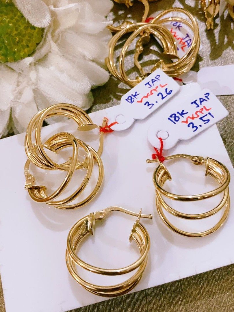 Tricolor hoop cheap earrings