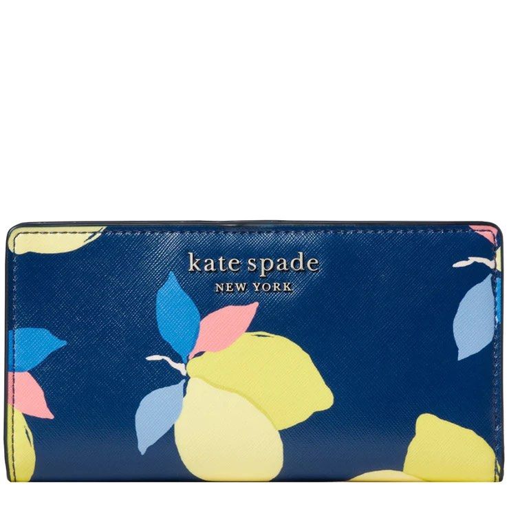 Kate Spade Cameron Lemon Zest Large Slim Bifold Wallet PRE OWNED