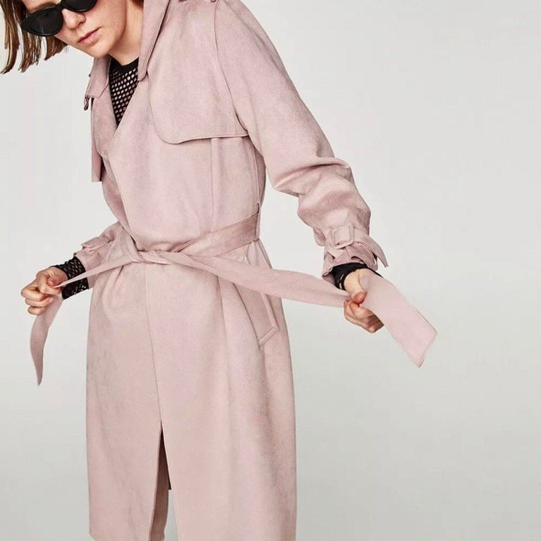 ZARA Light pink cute trench coat
