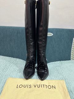 LOUIS VUITTON SHOES CANDICE HEEL BOOTS 36 LEATHER LOGO LV BOOTS